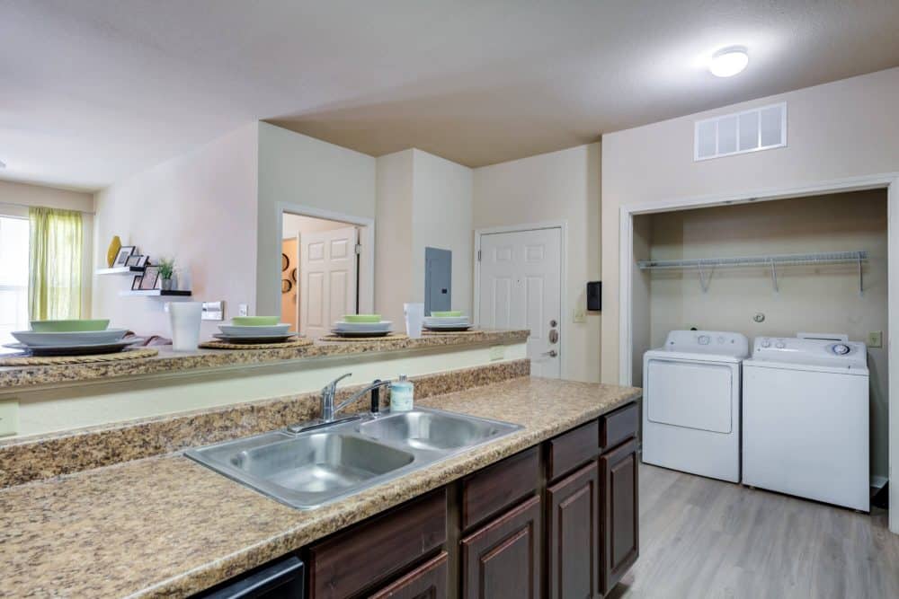 high view off campus apartments near utsa san antonio full kitchen bar seating full size washer and dryer in every unit